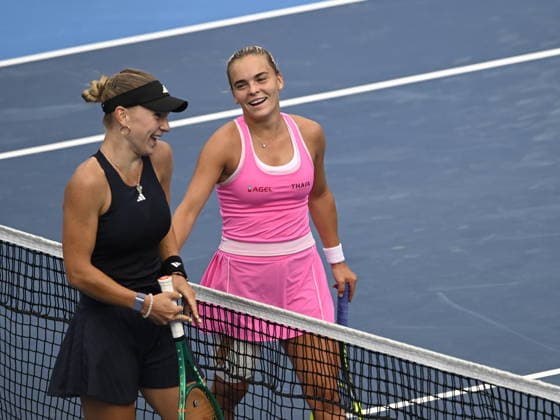 From right Sara Bejlek of Czech Republic celebrates victory after the match against Maria Timofeeva of Uzbekistan within the women s WTA, Tennis Damen 250 Livesport Prague Open 2026 tennis tournament in Prague, Czech Republic, on July 23, 2026. (CTKxPhoto MichalxKrumphanzl) CTKPhotoP2026072306850  CTKPhotoP2026072306850
