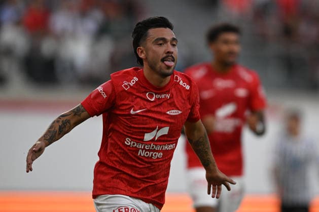 Conference League - U Cluj vs SK Brann SK Brann Niklas Castro celebrates after scoring his side first goal during the Conference League game between U Cluj and SK Brann, in Sfantu Gheorghe, Romania, July 23, 2026. Copyright: xAlexxNicodimx