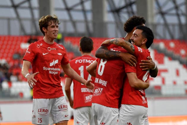 Conference League - U Cluj vs SK Brann SK Brann Niklas Castro celebrates after scoring his side first goal during the Conference League game between U Cluj and SK Brann, in Sfantu Gheorghe, Romania, July 23, 2026. Copyright: xAlexxNicodimx