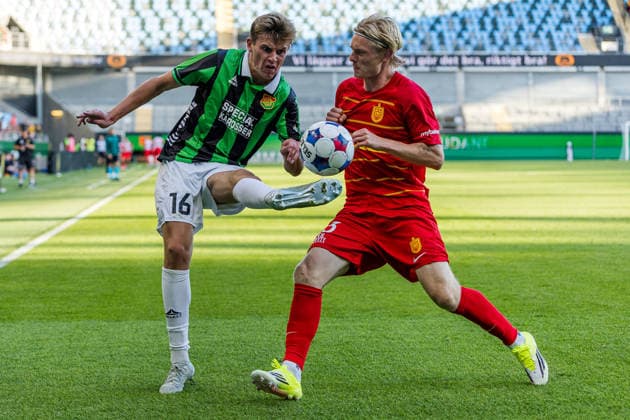 260723 Max Andersson of GAIS and Runar Norheim of FC Nordsjälland during the UEFA Conference League qualification match between GAIS and FC Nordsjälland on July 23, 2026 in Göteborg. Photo: Michael Erichsen BILDBYRAN COP 89 MI1001 fotboll football soccer fotball uefa conference league conference league gais fc nordsjälland bbeng kval qualifying round qualification *** July 23, 2026: Max Andersson of GAIS and Runar Norheim of FC Nordsjälland during the UEFA Conference League qualifying match between GAIS and FC Nordsjälland on July 23, 2026 in Gothenburg. Photo by Michael Erichsen, BILDBYRAN COP 89 MI1001. soccer, football, fotball, UEFA Conference League, Conference League, GAIS, FC Nordsjälland, BBENG, qualifying round, qualification  Copyright: MICHAELxERICHSEN BB260723MI032