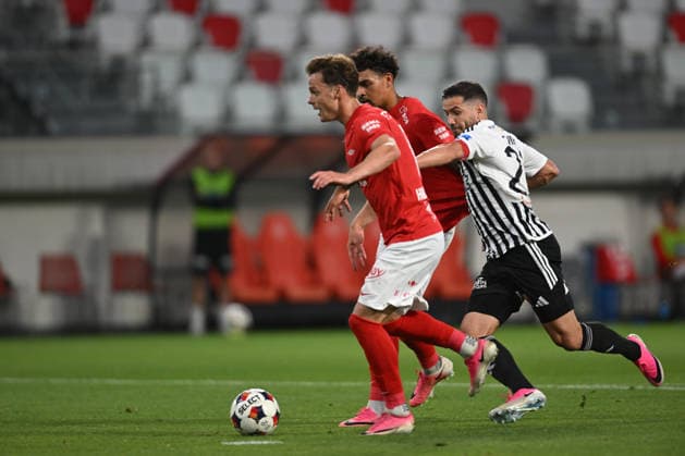 Conference League - U Cluj vs SK Brann SK Brann Felix Horn Myhre scores his side second goal during the Conference League game between U Cluj and SK Brann, in Sfantu Gheorghe, Romania, July 23, 2026. Copyright: xAlexxNicodimx