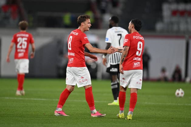 Conference League - U Cluj vs SK Brann SK Brann Felix Horn Myhre and Niklas Castro celebrate during the Conference League game between U Cluj and SK Brann, in Sfantu Gheorghe, Romania, July 23, 2026. Copyright: xAlexxNicodimx