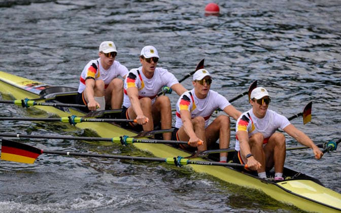 Team Deutschland, BM4x, RASTETTER Jakob, SCHEWE Paavo Tore, SENS Yannik, SCHMIED Mads U23 Men s Quadruple Sculls, am 23.07.2026 Rudern U-23 Weltmeisterschaft vom 23.07.- 26.07.2026 in Duisburg Deutschland. Regattabahn *** Team Germany, BM4x, Jakob RASTETTER, Paavo Tore SCHEWE, Yannik SENS, SCHMIED Mads, U23 Men’s Quadruple Sculls, on July 23, 2026, at the U23 World Rowing Championships from July 23–26, 2026, at the Duisburg Rowing Course in Germany