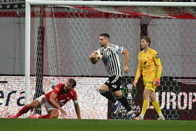 Conference League - U Cluj vs SK Brann Pedro Pinho of U Cluj scores his side second goal during the Conference League game between U Cluj and SK Brann, in Sfantu Gheorghe, Romania, July 23, 2026. Copyright: xAlexxNicodimx