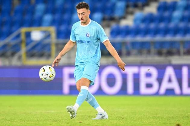 Gent s Mathias Delorge pictured in action during a soccer game between Ukrainian FC LNZ Cherkasy and Belgian KAA Gent, Thursday 23 July 2026 in Plock, Poland, the first leg of the second qualifying round for the UEFA Conference League. JILLxDELSAUX  x181870829x