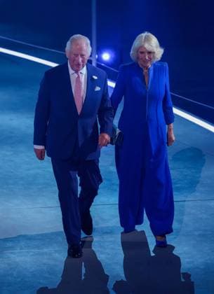 HRH King Charles III & Her Majesty Queen Camilla walk to the Royal Box after stepping out of The TARDIS to join Sir Chris Hoy on stage at the beginning of the opening ceremony. Glasgow 2026 Commonwealth Games, Day One, Glasgow, Scotland, UK - 23 Jul 2026Glasgow Scotland United Kingdom  Copyright: xStuartxWallace Shutterstockx 17002357v