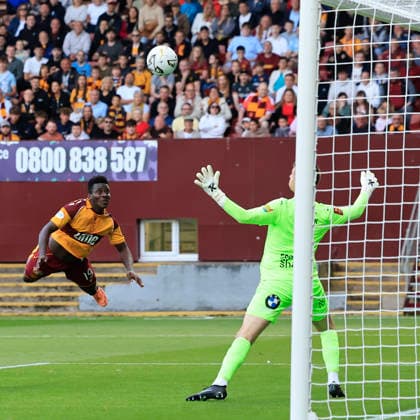 Motherwell v Havnar B—ltfelag UEFA Europa Conference League Ibrahim Said of Motherwell heads a shot during the UEFA Europa Conference League Second Qualifying Round First Leg match at Fir Park, Motherwell 23 07 2026 UK Newspapers OUT Copyright: xFredxPalmerx FIL-23665-0062