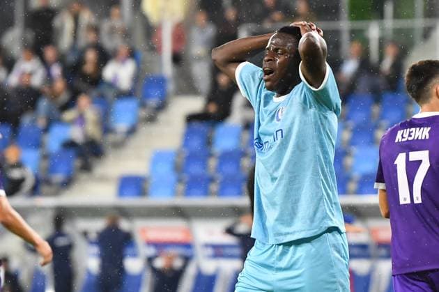 Gent s Hyllarion Goore looks dejected during a soccer game between Ukrainian FC LNZ Cherkasy and Belgian KAA Gent, Thursday 23 July 2026 in Plock, Poland, the first leg of the second qualifying round for the UEFA Conference League. JILLxDELSAUX  x181876760x