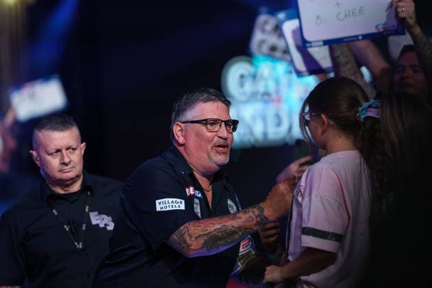 RECORD DATE NOT STATED 23rd July 2026, Winter Gardens, Blackpool, Lancashire, England; 2026 Betfred World Matchplay Darts, Day Six; Gary Anderson during his walk on AidanxHunter