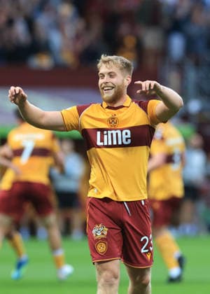 Motherwell v Havnar B—ltfelag UEFA Europa Conference League Ewan Wilson of Motherwell celebrates his teams second goal during the UEFA Europa Conference League Second Qualifying Round First Leg match at Fir Park, Motherwell 23 07 2026 UK Newspapers OUT Copyright: xFredxPalmerx FIL-23665-0080