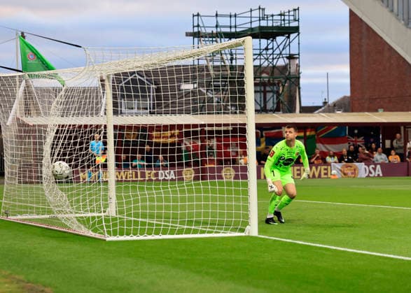 Motherwell v Havnar B—ltfelag UEFA Europa Conference League Bjarti M¿rk of Havnar B—ltfelag looks a s Lukas Fadinger of Motherwell (not in frame) scores his teams second goal during the UEFA Europa Conference League Second Qualifying Round First Leg match at Fir Park, Motherwell 23 07 2026 UK Newspapers OUT Copyright: xFredxPalmerx FIL-23665-0084