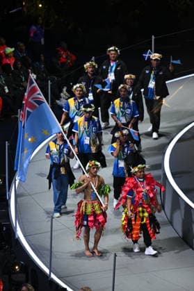 COM26 OPENING CEREMONY, Tuvalu walk into the stadium during the Opening Ceremony of the Glasgow 2026 Commonwealth Games at The Hydro in Glasgow, Scotland, Thursday, July 23, 2026. ( NO ARCHIVING, EDITORIAL USE ONLY GLASGOW UNITED KINGDOM  Copyright: xLUKASxCOCHx 20260724134144849712