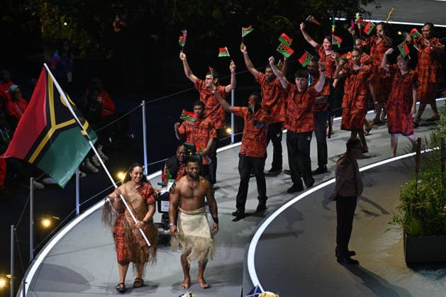 COM26 OPENING CEREMONY, Vanuatu walk into the stadium during the Opening Ceremony of the Glasgow 2026 Commonwealth Games at The Hydro in Glasgow, Scotland, Thursday, July 23, 2026. ( NO ARCHIVING, EDITORIAL USE ONLY GLASGOW UNITED KINGDOM  Copyright: xLUKASxCOCHx 20260724184843493112