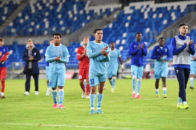 Gent s players greet the public after a soccer game between Ukrainian FC LNZ Cherkasy and Belgian KAA Gent, Thursday 23 July 2026 in Plock, Poland, the first leg of the second qualifying round for the UEFA Conference League. JILLxDELSAUX  x181881493x