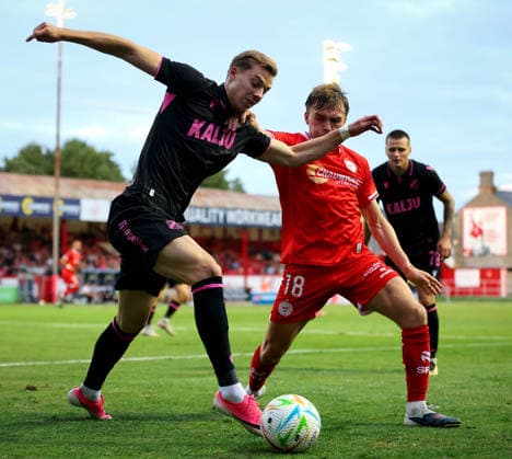 UEFA Europa Conference League Second Qualifying Round First Leg, Tolka Park, Dublin 23 7 2026 Shelbourne vs Nomme Kalju FC Shels™ James Norris and Daniil SotÅ¡ugov of Kalju James Norris and Daniil SotÅ¡ugov 23 7 2026  Copyright: xx RB2_7032