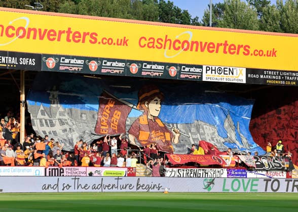 Motherwell v Havnar B—ltfelag UEFA Europa Conference League Motherwell supporters TIFO during the UEFA Europa Conference League Second Qualifying Round First Leg match at Fir Park, Motherwell 23 07 2026 UK Newspapers OUT Copyright: xFredxPalmerx FIL-23665-0127