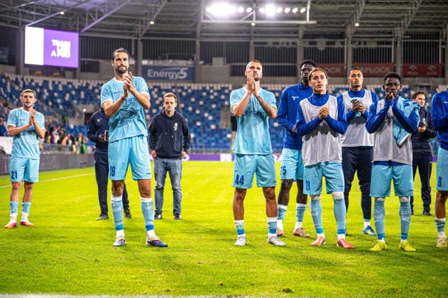 Plock 23.07.2026. Football UEFA Conference League match between Lnz Cherkasy and Gent at Orlen Stadion in Plock, Poland on July 23, 2026 --- Mecz pilka nozna UEFA Conference League pomiedzy Lnz Cherkasy a Gent na Orlen Stadion w Plocku, Polska 23 lipca 2026 Persons Shown : Max Dean Christian Burgess Siebe Van der Heyden Ibrahima Cisse Mohammed El Adfaoui Fot. Kai Taller Arena Akcji NEWSPIX.PL --- newspix.pl 