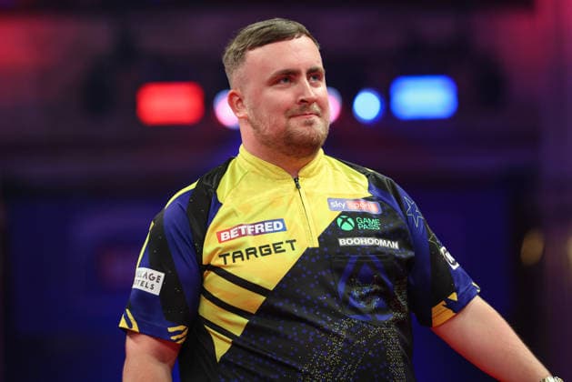 RECORD DATE NOT STATED 23rd July 2026, Winter Gardens, Blackpool, Lancashire, England; 2026 Betfred World Matchplay Darts, Day Six; Luke Littler AidanxHunter