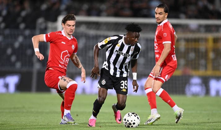 PARTIZAN vs UNA STRASSEN IBRAHIM ZUBAIRU, football player of Partizan, during the match against Una Strassen Luxemburg, at Stadium FK Partizan. Belgrade, 23.07.2026. Nebojsa Parausic MN Press photo FOOTBALL, UEFA CONFERENCE LEAGUE, PARTIZAN, UNA STRASSEN LUXEMBURG Belgrade Stadium FK Partizan Serbia Copyright: xNebojsaxParausicx xMNxPressx