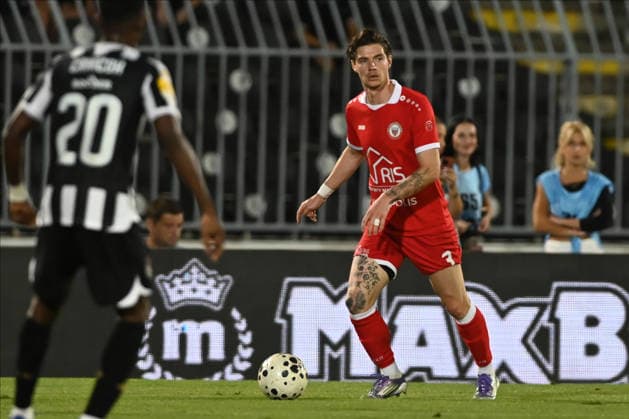 PARTIZAN vs UNA STRASSEN KINO DELORGE, football player of Una Strassen Luxemburg, during the match against Partizan, at Stadium FK Partizan. Belgrade, 23.07.2026. Nebojsa Parausic MN Press photo FOOTBALL, UEFA CONFERENCE LEAGUE, PARTIZAN, UNA STRASSEN LUXEMBURG Belgrade Stadium FK Partizan Serbia Copyright: xNebojsaxParausicx xMNxPressx