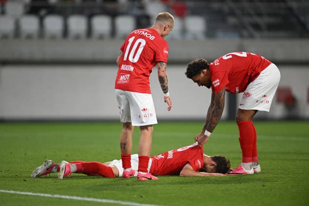 U Cluj vs SK Brann - UEFA Conference League Felix Horn Myhre of SK Brann celebrates after scoring his side s second goal during the Conference League game between U Cluj and SK Brann in Sfantu Gheorghe, Romania, on July 23, 2026. Sfantu Gheorghe Romania  Copyright: xAlexxNicodimx originalFilename:nicodim-conferen260723_npzGh.jpg