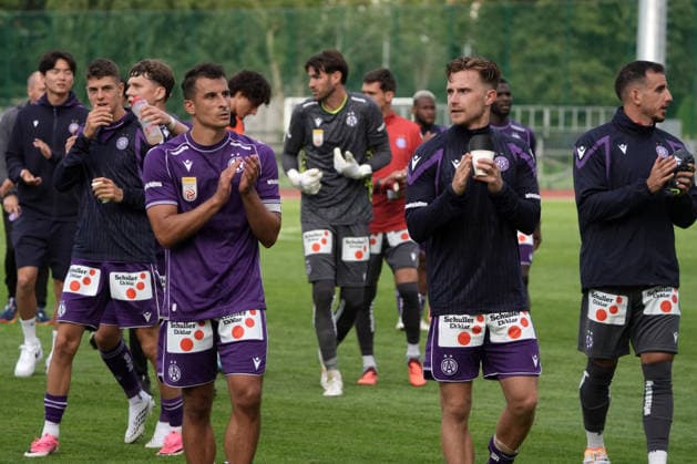 July 23, 2026, Riga, Latvia: Players of FK Austria Wien celebrate after their UEFA Europa Conference League qualifying round game between LatviaÃ¢â‚¬â ¢s FK Liepaja and Austria Wien teams in Sloka, Latvia 23.07.2026. Photo: Roman Koksarov Soccer 2026: Liepaja Vs Austria  - ZUMAk209 20260723_zsp_k209_016 Copyright: xRomansxKoksarovx