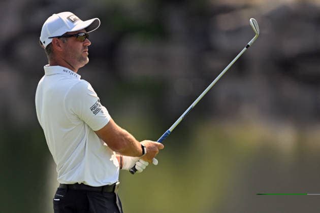BLAINE, MN - JULY 24: Corey Conners watches his approach shot on the 7th hole during the first round of the 3M Open on July 24, 2026, at TPC Twin Cities in Blaine, MN. (Photo by Nick Wosika Icon Sportswire) GOLF: JUL 24 PGA, Golf Herren 3M Open EDITORIAL USE ONLY Icon202607243023
