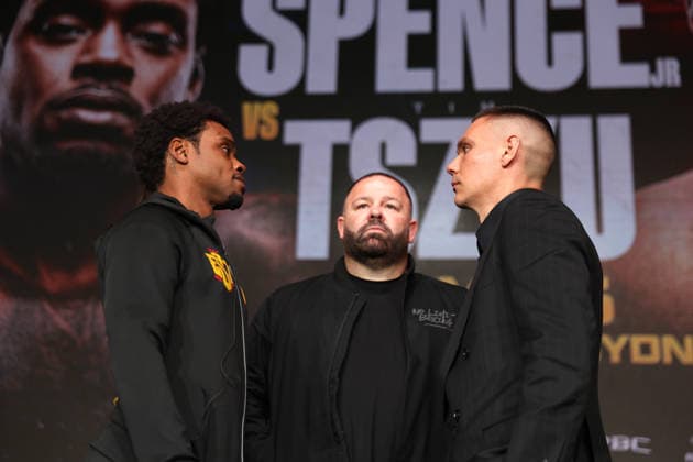 BOXING SPENCE TSZYU press conference, PK, Pressekonferenz Australian boxer Tim Tszyu and American boxer Errol Spence Jr face off during a press conference, Sydney, Friday, July 24, 2026. ( NO ARCHIVING SYDNEY NEW SOUTH WALES AUSTRALIA  Copyright: xDAMIANxSHAWx 20260724151997503723