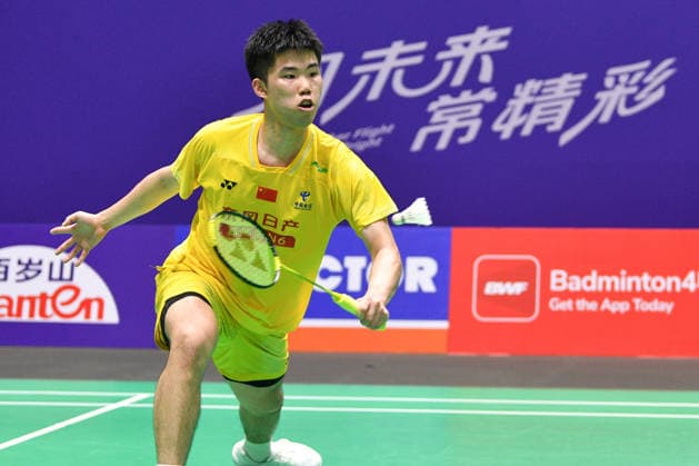 CHANGZHOU, CHINA - JULY 24: Weng Hongyang of China competes in the Men s Singles Quarterfinal match against Lin Chun-Yi of Chinese Taipei on day 4 of the China Open 2026 at Changzhou Olympic Sports Center Gymnasium on July 24, 2026 in Changzhou, Jiangsu Province of China.  Copyright: xVCGx 111656130077