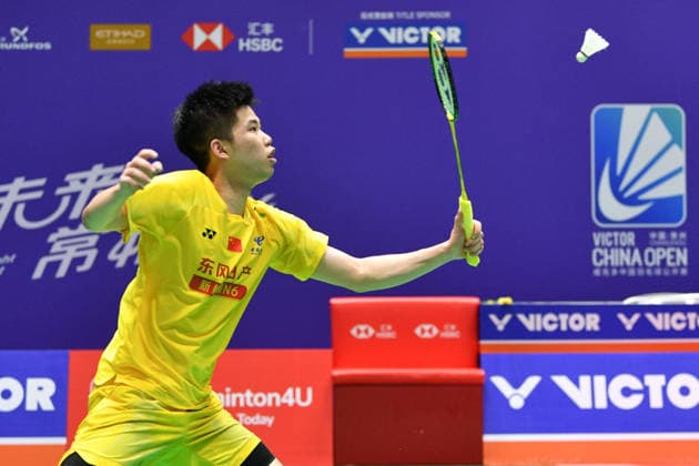 CHANGZHOU, CHINA - JULY 24: Weng Hongyang of China competes in the Men s Singles Quarterfinal match against Lin Chun-Yi of Chinese Taipei on day 4 of the China Open 2026 at Changzhou Olympic Sports Center Gymnasium on July 24, 2026 in Changzhou, Jiangsu Province of China.  Copyright: xVCGx 111656130076