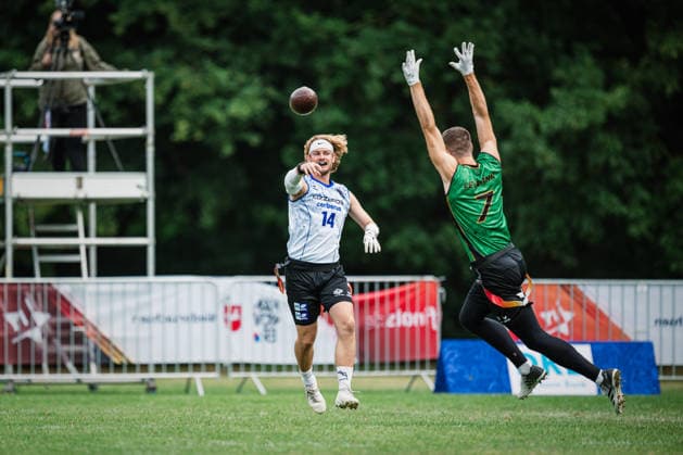 Die Finals 2026 - Flag Football, 24.07.2026 Philipp Klein (Kelkheim Lizzards, 14), (Munich Spatzen, 7); Die Finals 2026 - Flag Football, Halbfinale am 25.07.2026 im Erika-Fisch-Stadion, Hannover***No image usage outside of Finland*** *** The 2026 Flag Football Finals, July 24, 2026: Philipp Klein Kelkheim Lizzards, 14; Munich Spatzen, 7. The 2026 Flag Football Finals, Semifinals on July 25, 2026, at Erika Fisch Stadium, Hanover***No image usage outside of Finland*** Copyright: xBEAUTIFULxSPORTS Tonhäuserx