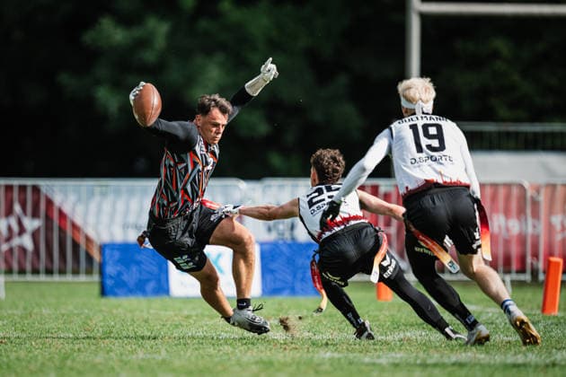Die Finals 2026 - Flag Football, 24.07.2026 Keanu Peukert (Walldorf Wanderers, 2), Robin Fuchs (Düsseldorf Firecats, 25); Die Finals 2026 - Flag Football, Halbfinale am 25.07.2026 im Erika-Fisch-Stadion, Hannover***No image usage outside of Finland*** *** The Finals 2026 Flag Football, July 24, 2026: Keanu Peukert (Walldorf Wanderers), 2; Robin Fuchs (Düsseldorf Firecats), 25; The Finals 2026 Flag Football, Semifinals on July 25, 2026, at Erika Fisch Stadium, Hanover***No image usage outside of Finland*** Copyright: xBEAUTIFULxSPORTS Tonhäuserx
