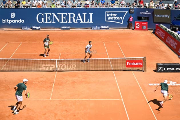 TENNIS - ATP, Tennis Herren Generali Open 2026 KITZBUEHEL,AUSTRIA,24.JUL.26 - TENNIS - ATP World Tour, Generali Open. Image shows Mark Wallner, Kevin Krawietz (GER), Pierre Hugues Herbert (FRA) and Jakob Schnaitter (GER).  GEPAxpictures xDanielxSchoenherr