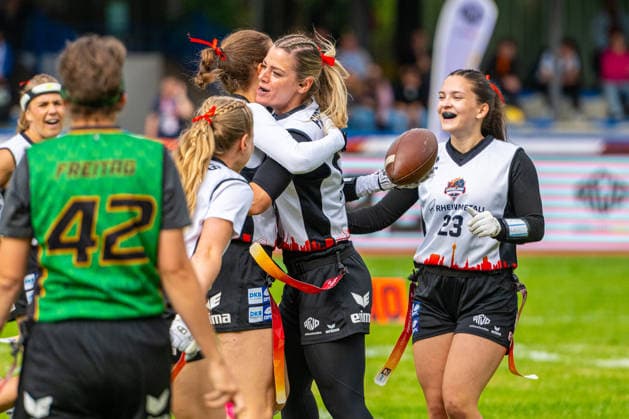 Munich Spatzen (grün) gegen Düsseldorf Firecats (weiß) - Halbfinale Frauen - Flag Football - Die Finals 2026 (24.07.2026, Hannover Erika-Fisch-Stadion (Hannover, GER), *** Munich Spatzen (green) vs. Düsseldorf Firecats (white) Women s Flag Football Semifinal, The Finals 2026, July 24, 2026, Erika Fisch Stadium, Hanover, GER, Copyright: xJanxGuentherx