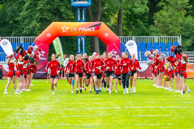 Munich Spatzen (grün) gegen Düsseldorf Firecats (weiß) - Halbfinale Frauen - Flag Football - Die Finals 2026 (24.07.2026, Hannover Erika-Fisch-Stadion (Hannover, GER), *** Munich Spatzen (green) vs. Düsseldorf Firecats (white) Women s Flag Football Semifinal, The Finals 2026, July 24, 2026, Erika Fisch Stadium, Hanover, GER, Copyright: xJanxGuentherx