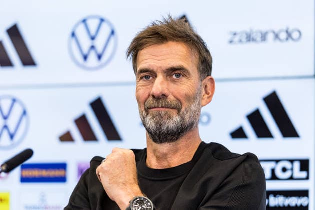 FRANKFURT, GERMANY - JULY 24: Juergen Klopp (Head Coach Germany) during the press conference, PK, Pressekonferenz to present Juergen Klopp as the new head coach of Germany at DFB Campus on July 24, 2026 in Frankfurt, Germany. Hessen Germany Copyright: xSteffiexWunderlx