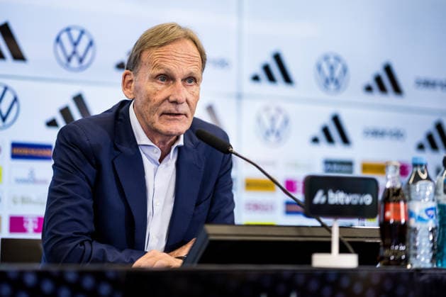 FRANKFURT, GERMANY - JULY 24: Hans-Joachim Watzke (Vice President DFB) during the press conference, PK, Pressekonferenz to present Juergen Klopp as the new head coach of Germany at DFB Campus on July 24, 2026 in Frankfurt, Germany. Hessen Germany Copyright: xSteffiexWunderlx