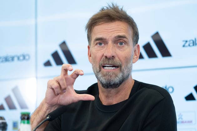 Trainer Bundestrainer Juergen KLOPP (Jürgen, GER) Portraet, Porträt, Portrait, Angeschnittenes Einzelbild, Einzelmotiv, Pressekonferenz des DFB zur Vorstellung von Juergen Klopp als neuer Fussball-Bundestrainer, DFB-Campus in Frankfurt am 24.07.2026 Â *** National Team Coach Jürgen Klopp, GER Portrait, Close-up, Single Image, Single Subject, DFB press conference to introduce Juergen Klopp as the new national soccer coach, DFB Campus in Frankfurt on July 24, 2026 Â