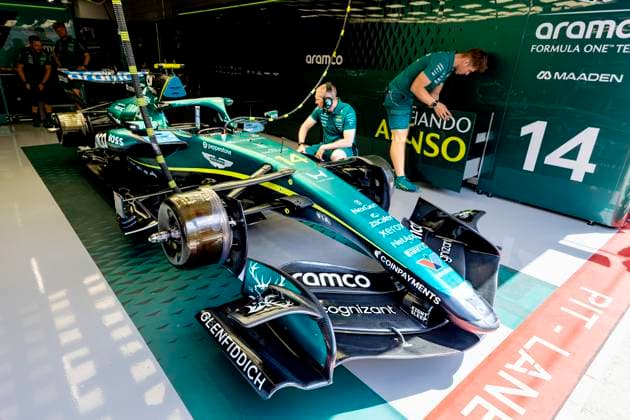 BUDAPEST - A Formula 1 driver Fernando Alonso or Aston Martin Aramco Formula 1 Team car modified in several ways during Formula 1 Hungary at the Hungaroring circuit on July 24, 2026 in Budapest, Hungary. (Photo by DeFodi Images) - *** BUDAPEST: A Formula 1 driver, Fernando Alonso, and an Aston Martin Aramco Formula 1 Team car, modified in several ways, during the Formula 1 Hungarian Grand Prix at the Hungaroring circuit on July 24, 2026, in Budapest, Hungary. Photo by DeFodi Images