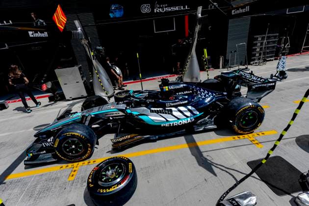 BUDAPEST - The car of Formula 1 driver George Russell of the Mercedes AMG-Petronas Formula One Team during the Formula 1 Hungary at the Hungaroring circuit on July 24, 2026 in Budapest, Hungary. (Photo by DeFodi Images) - *** BUDAPEST: The car of Formula 1 driver George Russell of the Mercedes AMG Petronas Formula One Team during the Formula 1 Hungarian Grand Prix at the Hungaroring circuit on July 24, 2026, in Budapest, Hungary. Photo by DeFodi Images