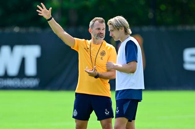 Club Brugge training camp - media activities 24 07 2026 RENNES, FRANCE - July 24 : Leko Ivan head coach of Club Brugge and Vermant Romeo forward of Club Brugge pictured during a training session on July 24, 2026 in Rennes, France, 24 07 2026 Rennes France  Copyright: xJanxDexMeuleneirx