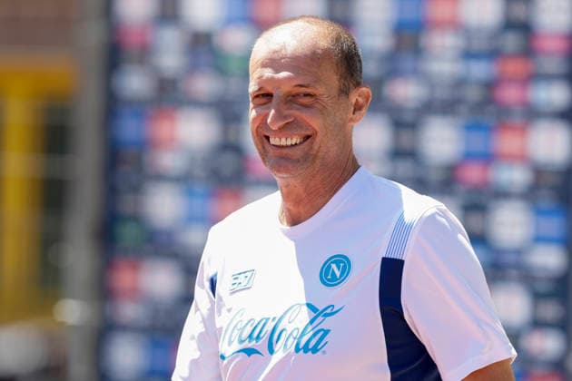 SSC Napoli preseason 2026-27 Napoli™s Italian coach Massimiliano Allegri during the presentation of the coaching staff at the eighth day SSC Napoli s 2026-27 preseason training camp in val di sole in Trentino, Dimaro Folgarida July, 19 2026. _BPH3490 Copyright: xAntonioxBalascox