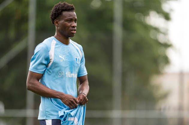 260724 Isaac Assibu under en träning med Malmö FF den 24 juli 2026 i Malmö. *** 260724 Isaac Assibu during a training session with Malmö FF on July 24, 2026, in Malmö  Copyright: CHRISTIANxÖRNBERG BB260724CO028