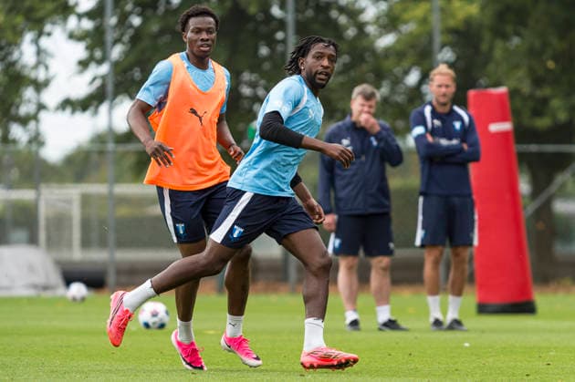 260724 Isaac Assibu och Warren Kamanzi under en träning med Malmö FF den 24 juli 2026 i Malmö. *** 260724 Isaac Assibu and Warren Kamanzi during a training session with Malmö FF on July 24, 2026, in Malmö  Copyright: CHRISTIANxÖRNBERG BB260724CO045