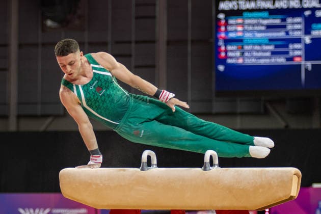 GLASGOW, SCOTLAND - JULY 24: Rhys McCLENAGHAN of Northern Ireland performs on the pommel horse during the Artistic Gymnastics Men’s Team Final and Individual Qualification at The Arena, Glasgow on July 24, 2026 in Glasgow, Scotland. (Photo by Claire Jeffrey Sports Press Photo)  Copyright: xClairexJeffreyx xSPPx Sportspressphoto_SPR195499