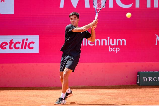 July 24, 2026, Lisbon, Lisbon, Portugal: TIAGO TORRES in action during the Quarter-finals at the Millennium Estoril Open ATP, Tennis Herren tennis tournament at Clube de Tenis do Estoril. Lisbon Portugal - ZUMAr238 20260724_zip_r238_012 Copyright: xRicardoxRochax