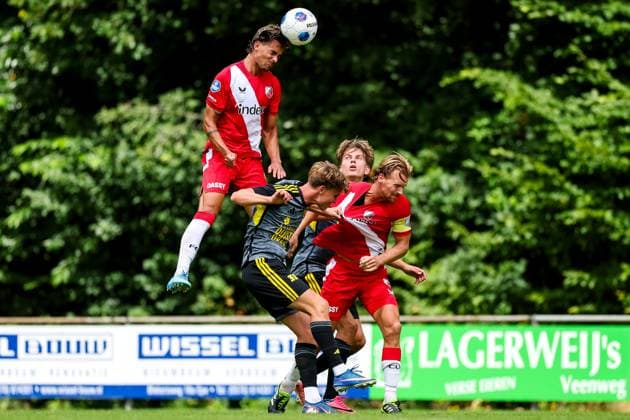 EPE , 24-07-2026 , Sportpark Ericaweg , season 2026 2027 , Dutch pre-season football , friendly match between SC Cambuur and FC Utrecht , picture shows FC Utrecht player Siebe Horemans heads the ball Cambuur - Utrecht  x205178100x Copyright: