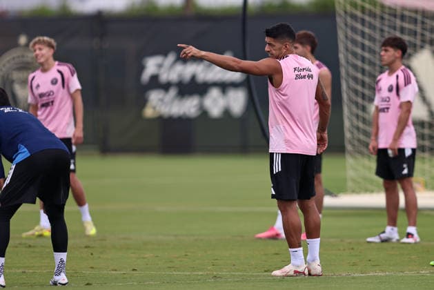 FORT LAUDERDALE, FL - JULY 24: Luis Suarez (9) of Inter Miami CF is seen during an Inter Miami Training Session at Florida Blue Training Center on July 24, 2026 in Fort Lauderdale, Florida. (Photo by Chris Arjoon Icon Sportswire) SOCCER: JULY 24 Inter Miami CF Training EDITORIAL USE ONLY Icon26072400000007