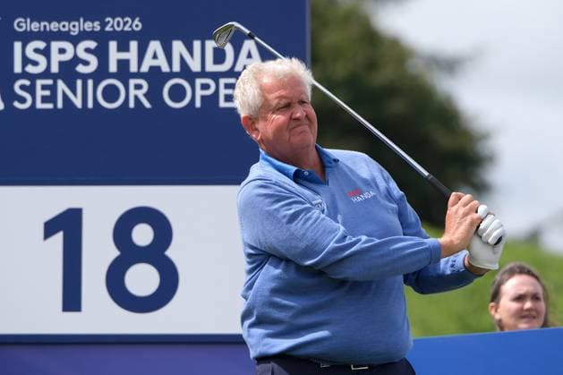 UK: The ISPS HANDA Senior Open Championship at King‚Äôs Course, Gleneagles, Scotland on 24 July 2026: Pictured: Colin Montgomerie (SCO) on the 18th tee during the second round of the ISPS Handa Senior Open Championship 2026 Gleneagles King‚Äôs Course Scotland Scotland Copyright: xAlexxToddx