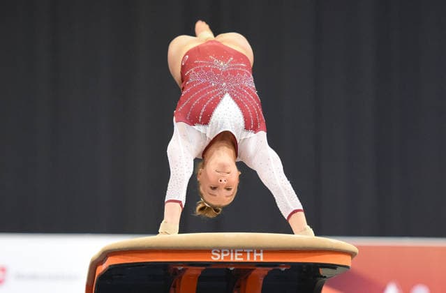 24.07.2026, xhbx, Turnen DM Finals 2026, Mehrkampf Frauen v.l. Marlene Gotthardt Sprung (DFL DFB REGULATIONS PROHIBIT ANY USE OF PHOTOGRAPHS as IMAGE SEQUENCES and or QUASI-VIDEO) Hannover *** July 24, 2026, xhbx, 2026 German Gymnastics Championships Finals, Women’s All-Around, from left: Marlene Gotthardt, Vault. DFL and DFB regulations prohibit any use of photographs as image sequences and or quasi-video. Hanover